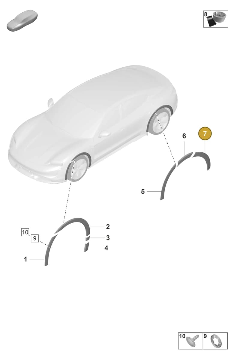 9J0854731CYG2X — Porsche Taycan Sport Turismo (2019-2024) diagram p56810300, position 7