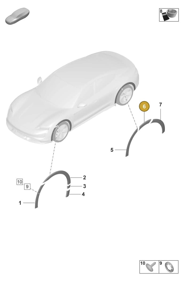 9J0854830AYG2X — Porsche Taycan Sport Turismo (2019-2024) diagram p56810300, position 6