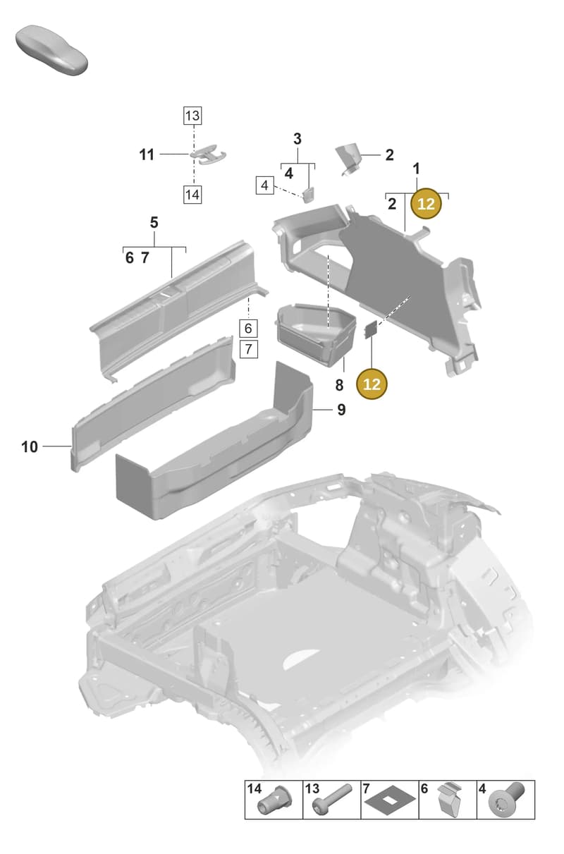 9J08614821E0 — Porsche Taycan Sport Turismo (2023-) diagram p56807500, position 12