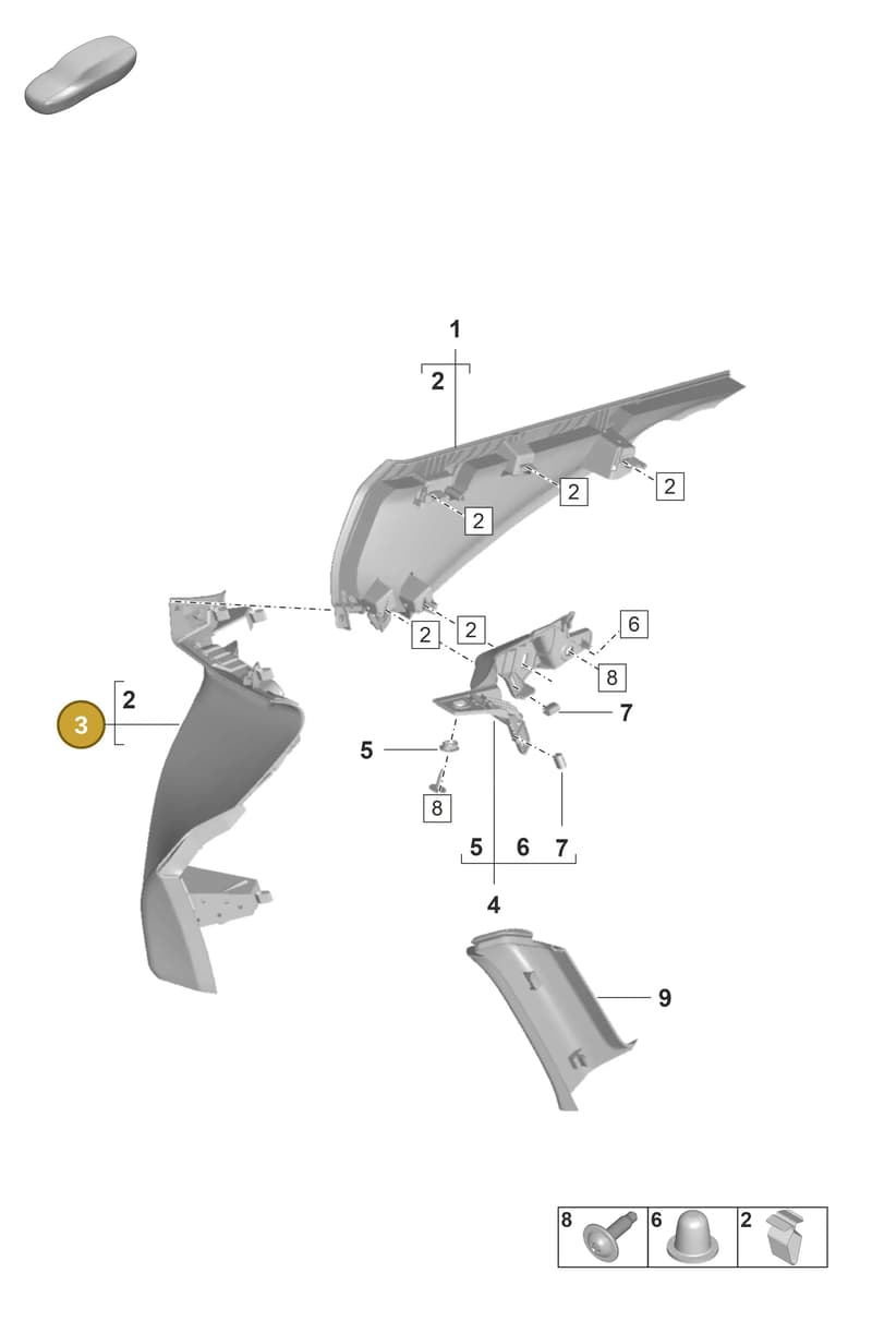 9J0867242OU6 — Porsche Taycan Sport Turismo (2023-) diagram p56807220, position 3