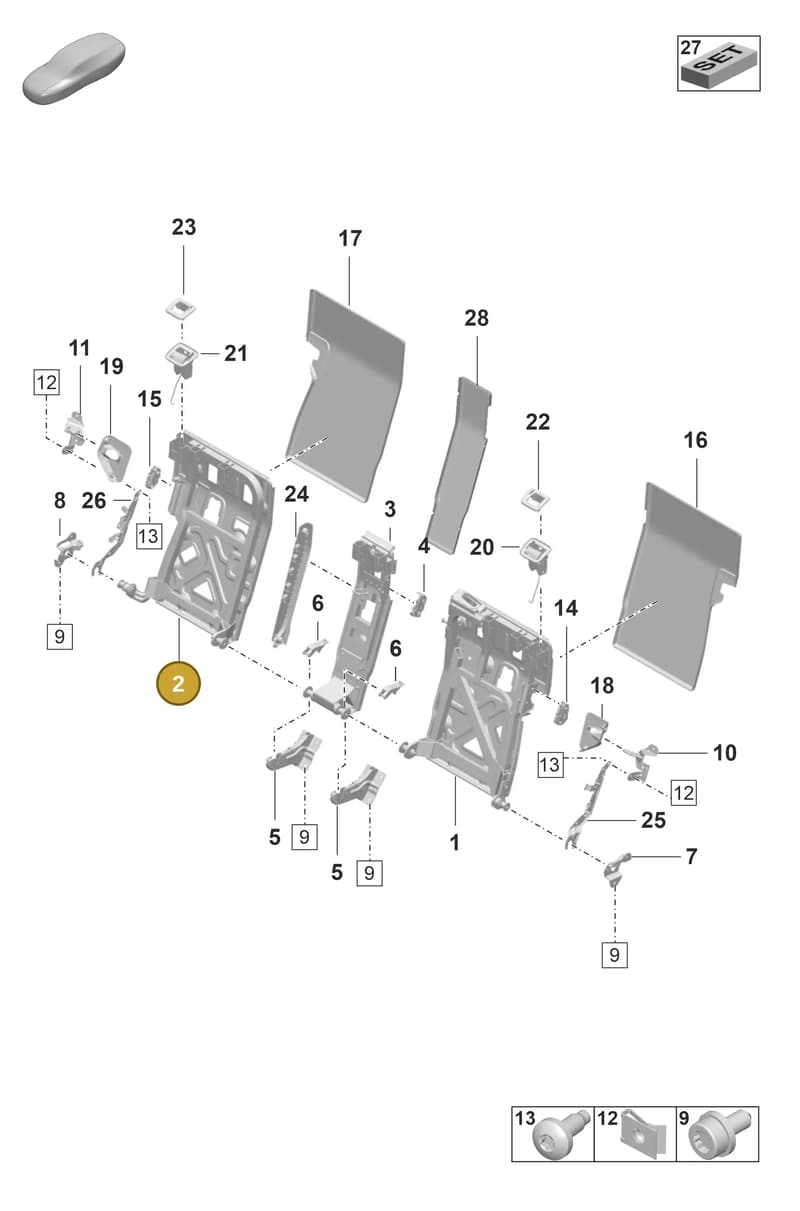 9J0885045A — Porsche Taycan Sport Turismo (2019-2024) diagram p56818010, position 2