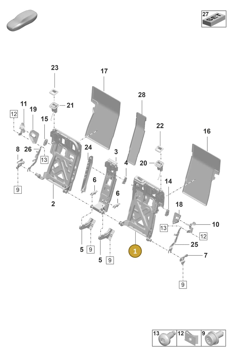 9J0885045D — Porsche Taycan Sport Turismo (2019-2024) diagram p56818010, position 1