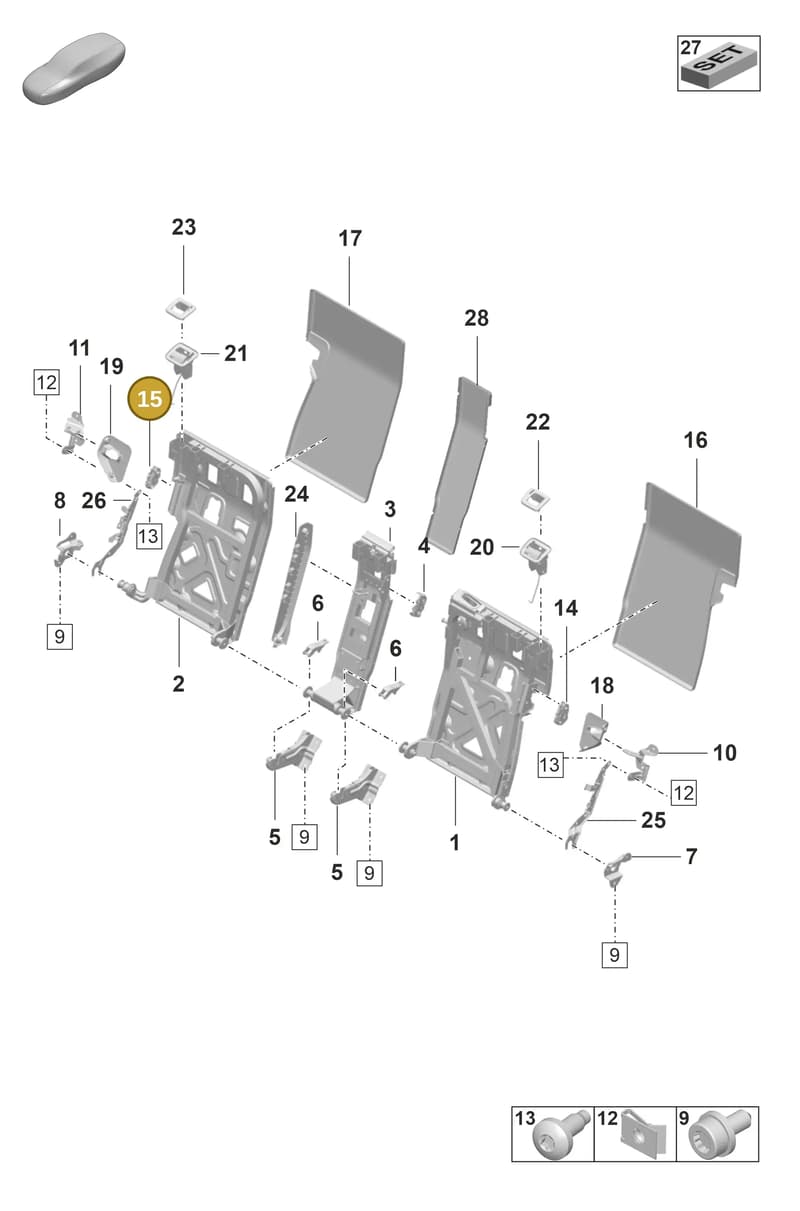 9J0885753ADK4 — Porsche Taycan Sport Turismo (2019-2024) diagram p56818010, position 15