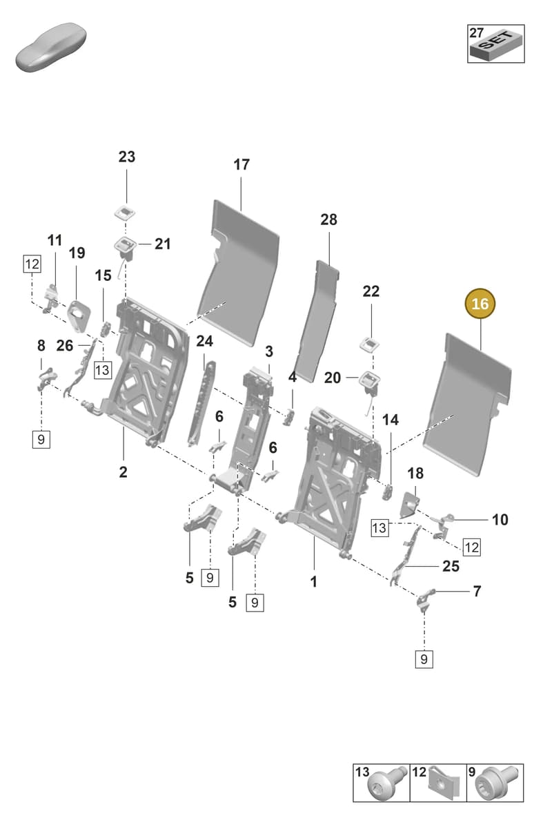 9J0885754DK4 — Porsche Taycan Sport Turismo (2019-2024) diagram p56818010, position 16