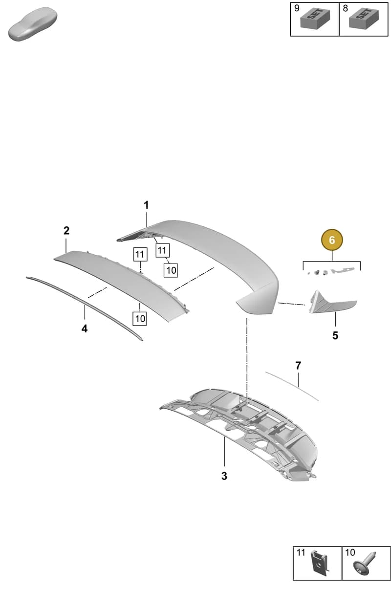 9J0898489A — Porsche Taycan Sport Turismo (2023-2025) diagram p64803160, position 6