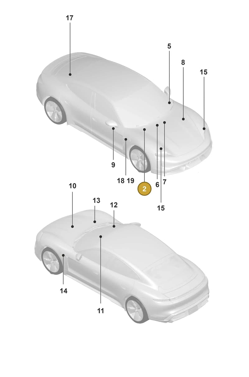 9J1010009C — Porsche Taycan Sport Turismo (2019-2024) diagram p56003000, position 2