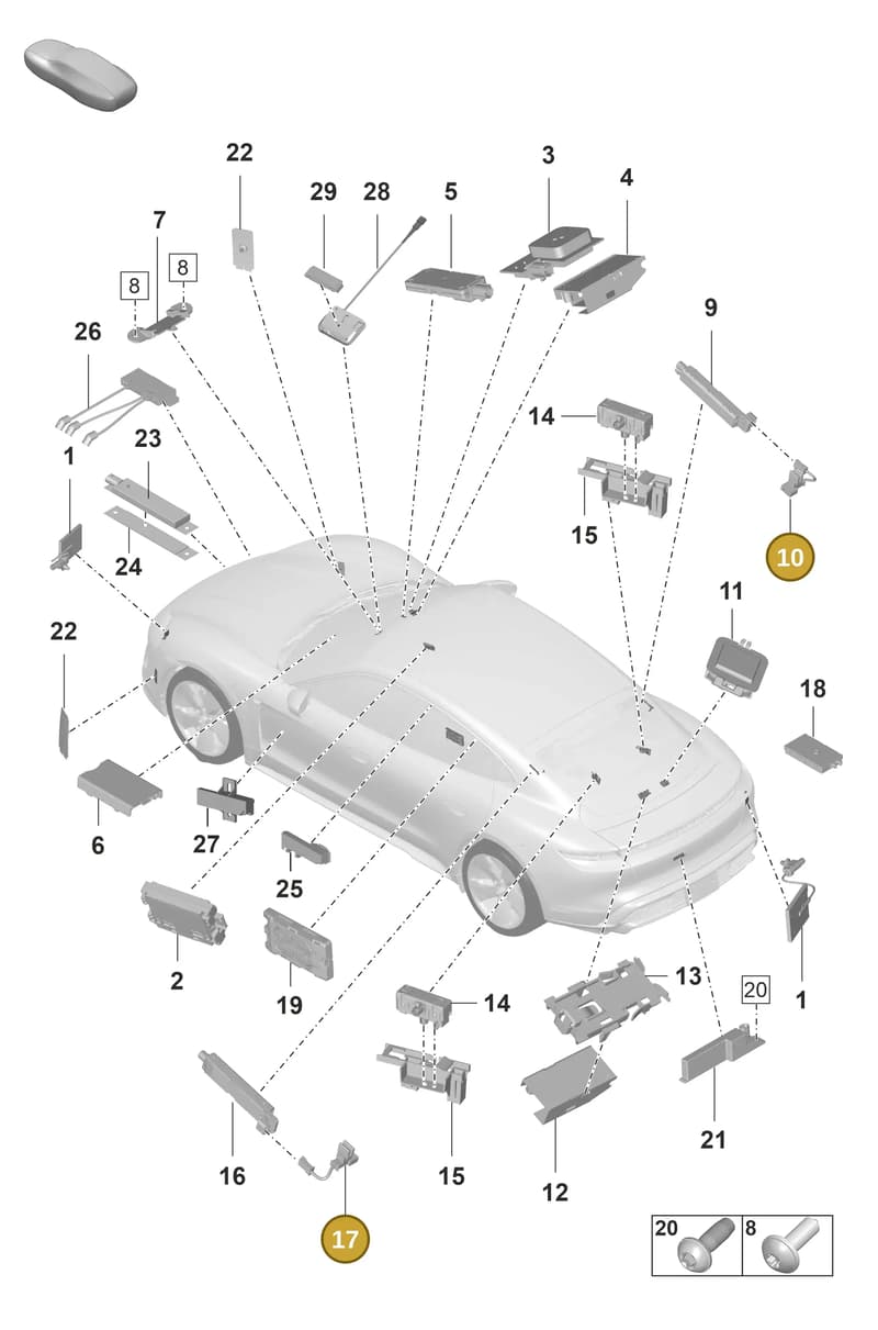 9J1035443 — Porsche Taycan Sport Turismo (2019-2024) diagram p56912000, position 10+17