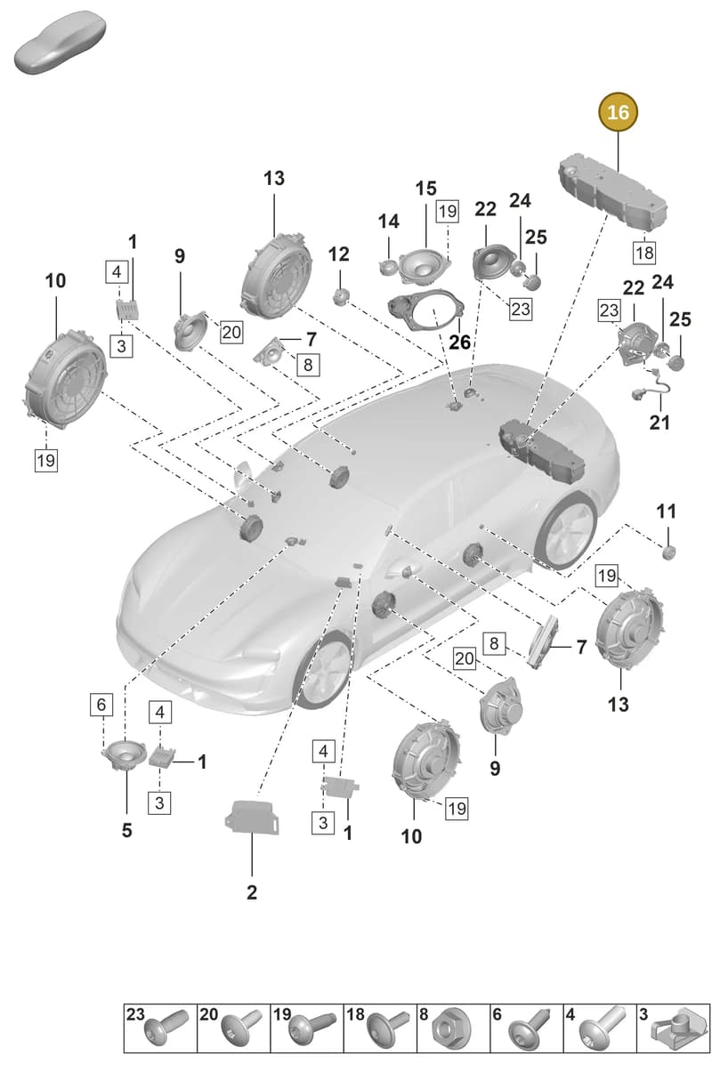 9J1035481 — Porsche Taycan Sport Turismo (2019-2024) diagram p56911050, position 16