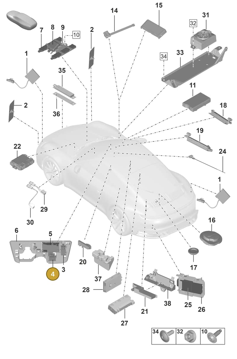 9J1035500A — Porsche 911 (2018-2024) diagram p53912000, position 4