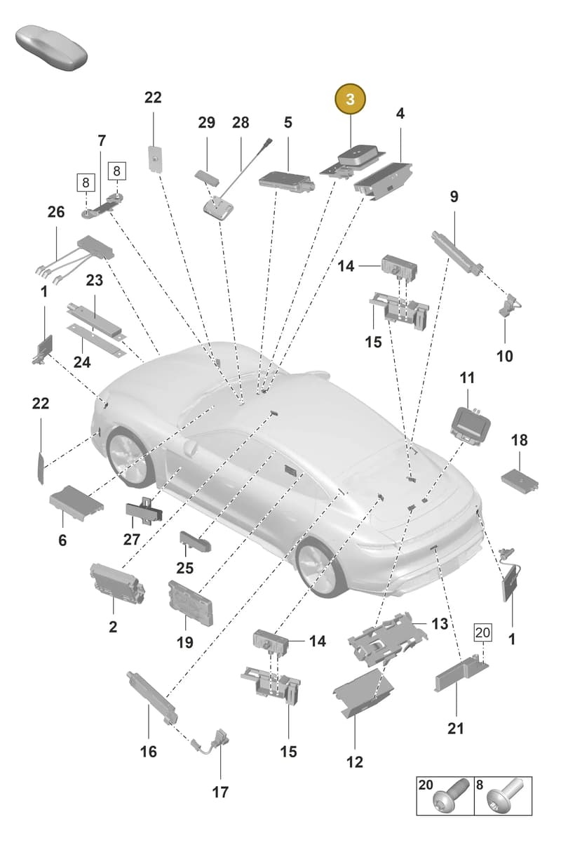 9J1035500A — Porsche Taycan Sport Turismo (2019-2024) diagram p56912000, position 3