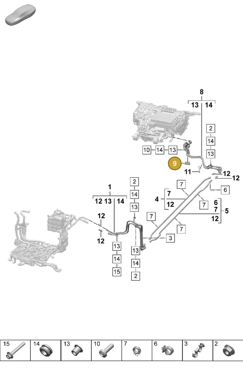 9J1121043 — Porsche Taycan Sport Turismo (2023-2025) diagram p64155070, position 9
