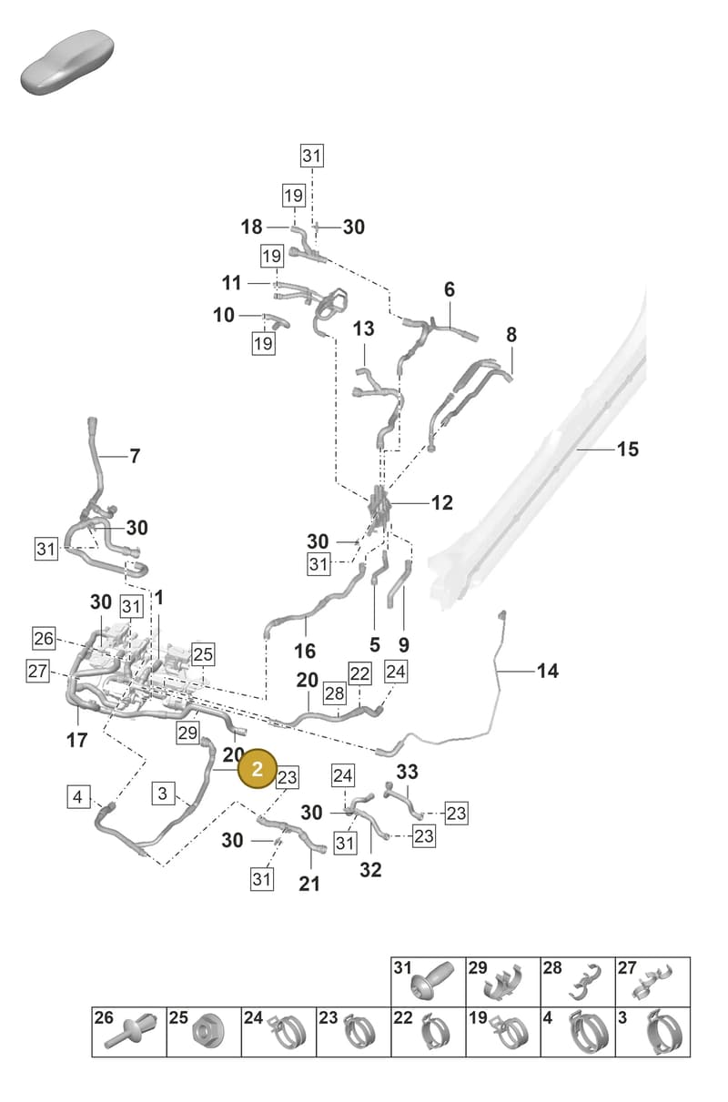 9J1121050 — Porsche Taycan Sport Turismo (2019-2024) diagram p56155050, position 2
