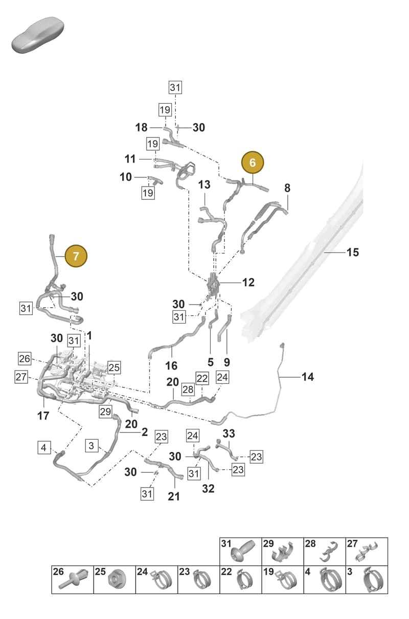 9J1121070B — Porsche Taycan Sport Turismo (2019-2024) diagram p56155050, position 6+7