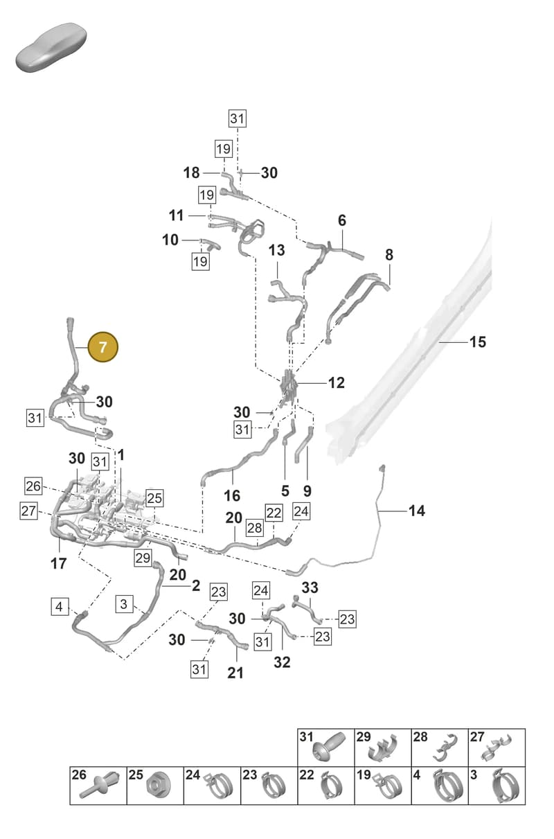 9J1121081C — Porsche Taycan Sport Turismo (2019-2024) diagram p56155050, position 7