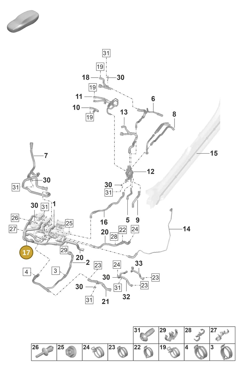 9J1121162E — Porsche Taycan Sport Turismo (2019-2024) diagram p56155050, position 17