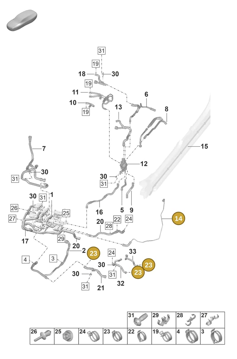 9J1121554 — Porsche Taycan Sport Turismo (2019-2024) diagram p56155050, position 14+23