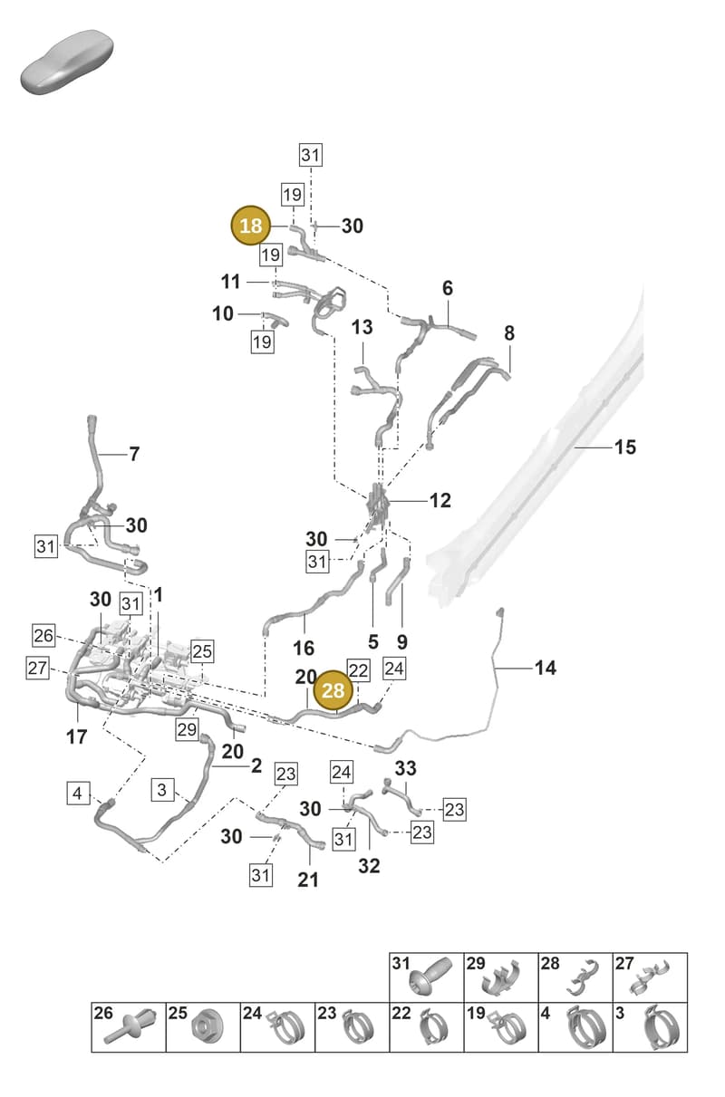 9J1121661 — Porsche Taycan Sport Turismo (2019-2024) diagram p56155050, position 18+28