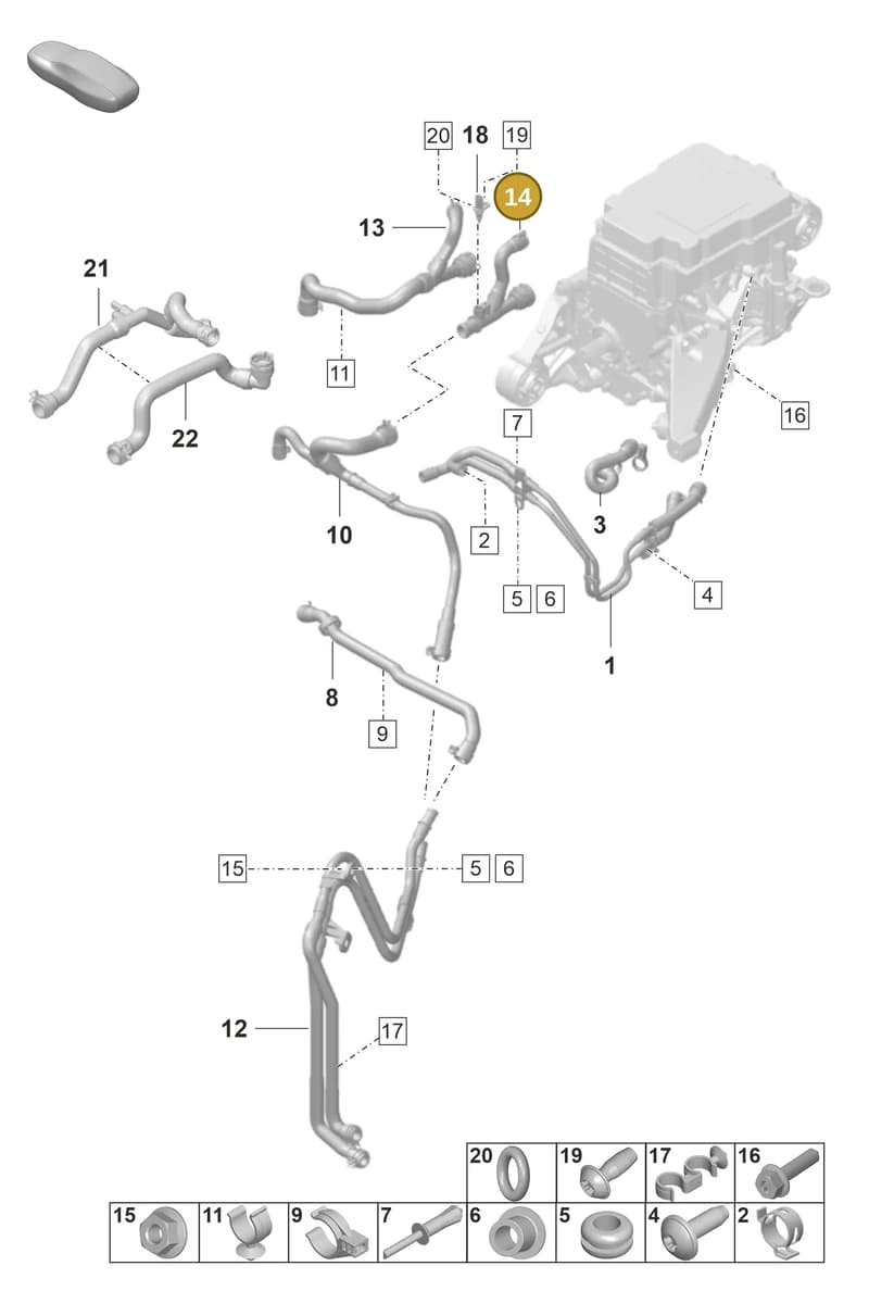 9J1121661 — Porsche Taycan Sport Turismo (2019-2024) diagram p56155500, position 14