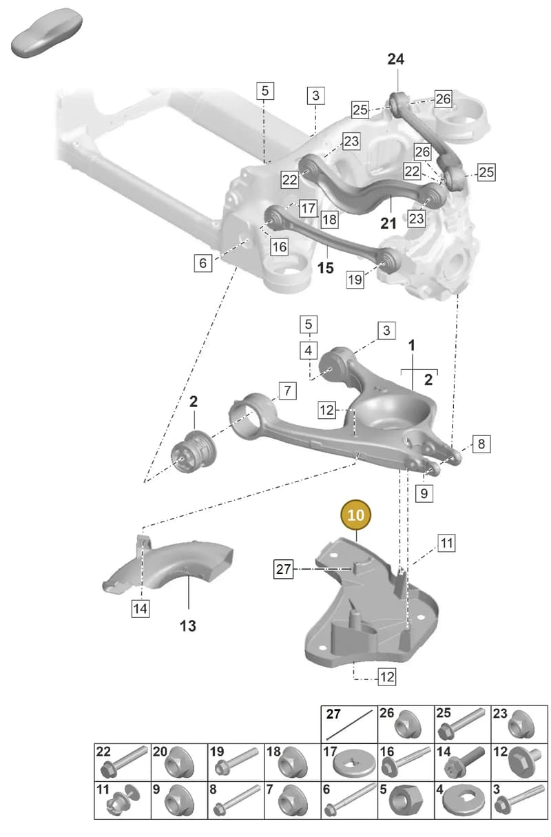 9J1505333E — Porsche Taycan Sport Turismo (2023-2025) diagram p56501050, position 10