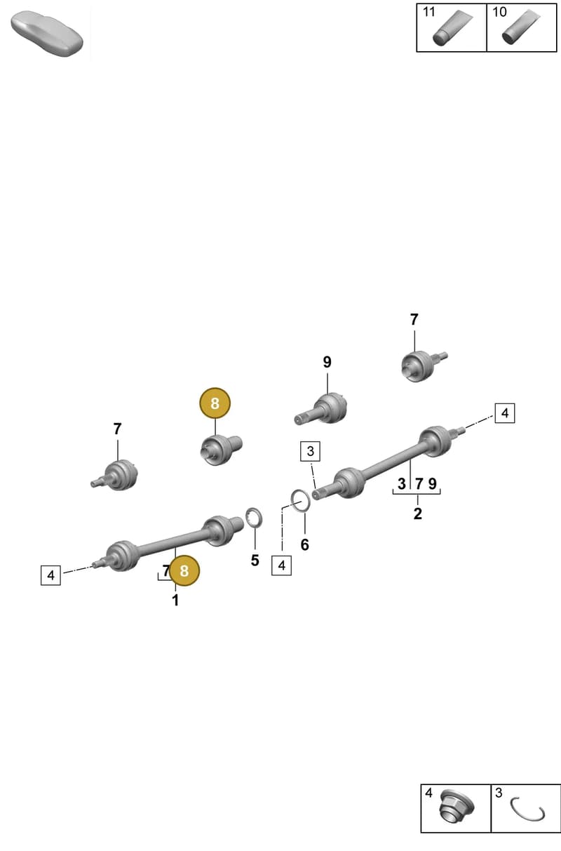 9J1598001A — Porsche Taycan Sport Turismo (2023-2025) diagram p64501100, position 8