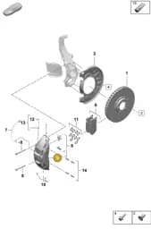 9J1615123AP Porsche Caliper without Brake Pads