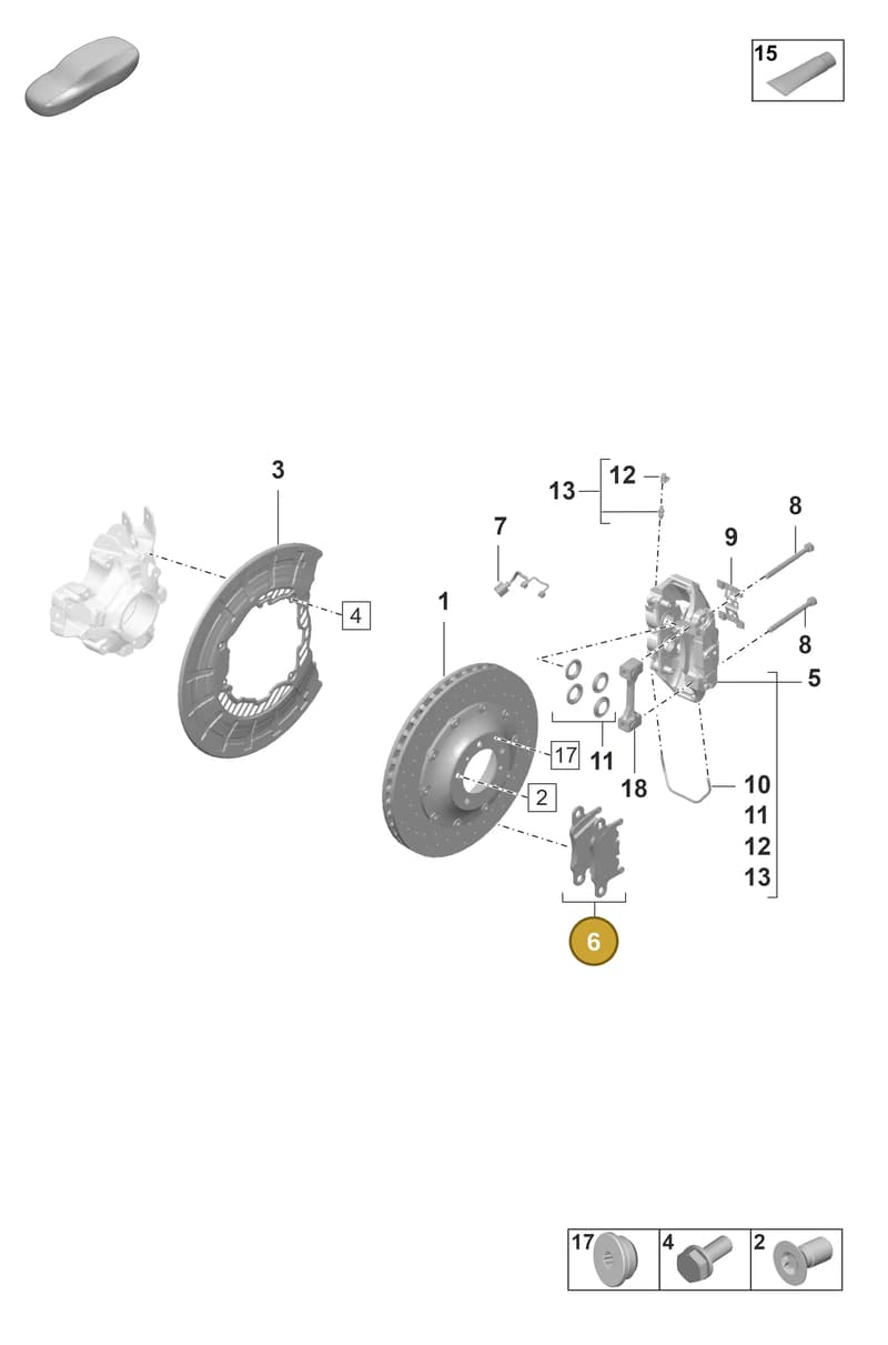 9J1698451G — Porsche Taycan Sport Turismo (2019-2024) diagram p56603010, position 6