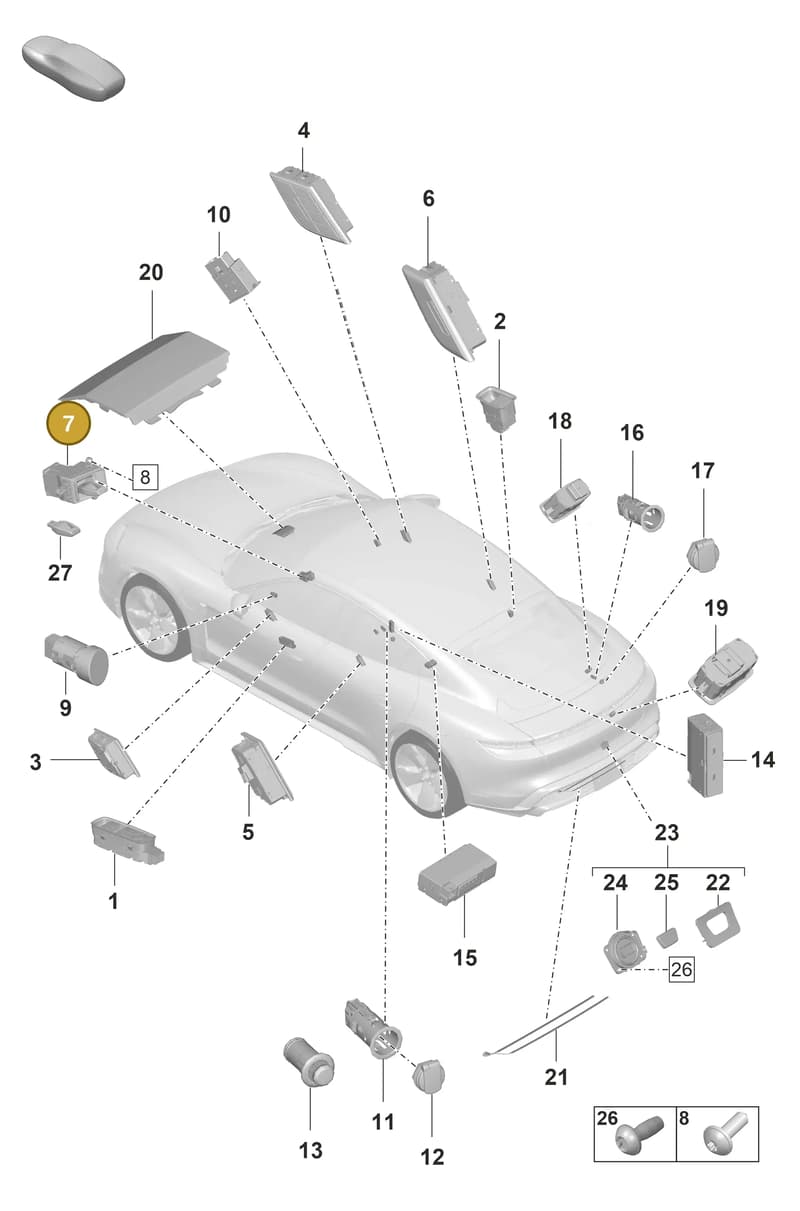 9J1713033FOZ1 — Porsche Taycan Sport Turismo (2019-2024) diagram p56903050, position 7