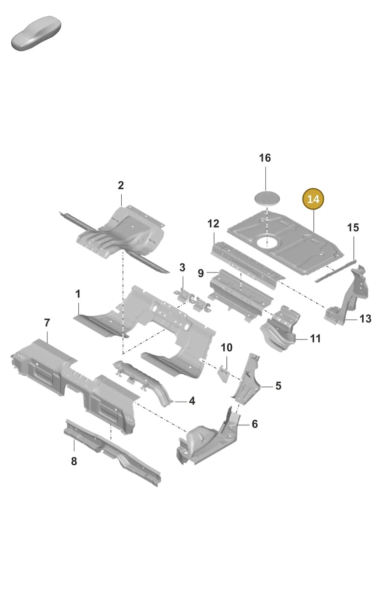 9J1801553BY — Porsche Taycan Sport Turismo (2019-2024) diagram p56801275, position 14