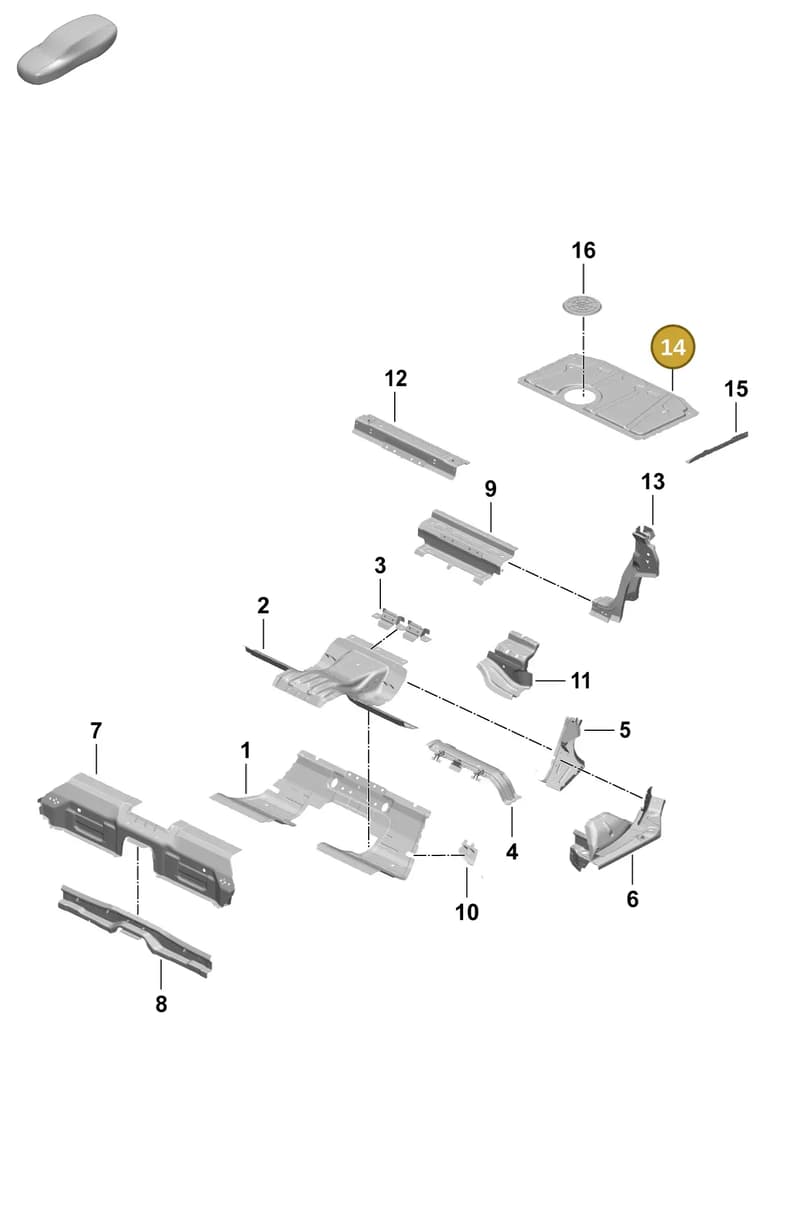 9J1801553BY — Porsche Taycan Sport Turismo (2023-2025) diagram p64801260, position 14