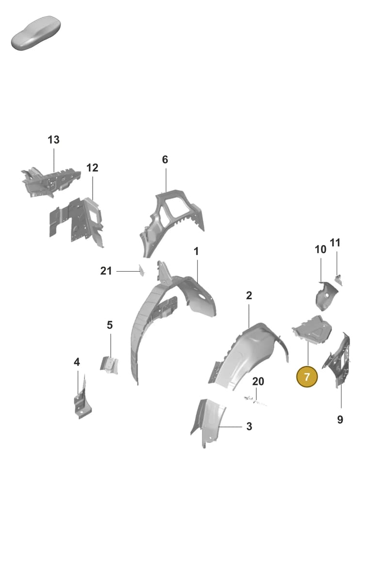9J1802092Y — Porsche Taycan Sport Turismo (2019-2024) diagram p56801450, position 7