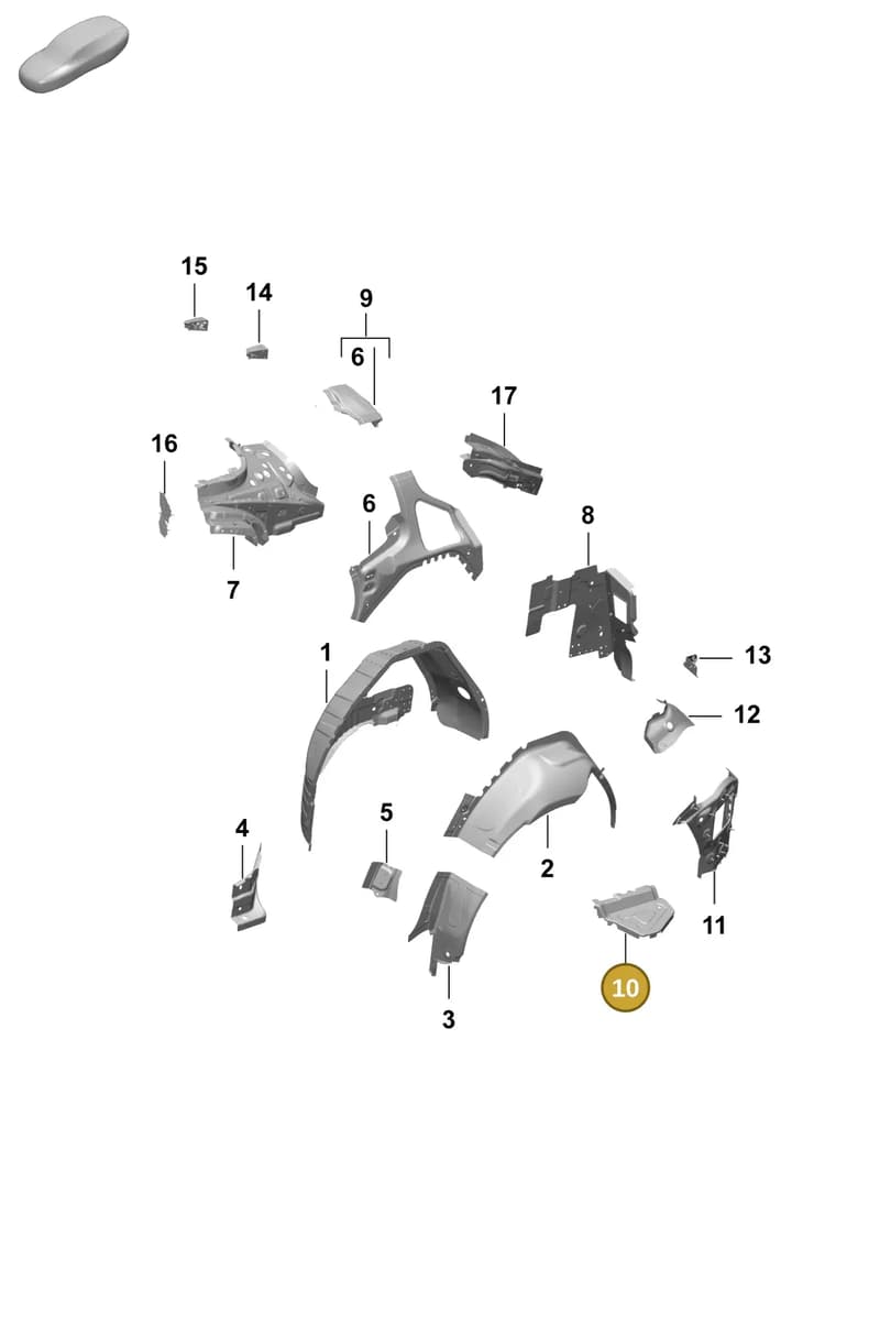 9J1802092Y — Porsche Taycan Sport Turismo (2023-2025) diagram p64801540, position 10