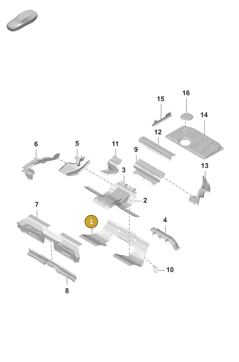 9J1803053Y — Porsche Taycan Sport Turismo (2019-2024) diagram p56801250, position 1