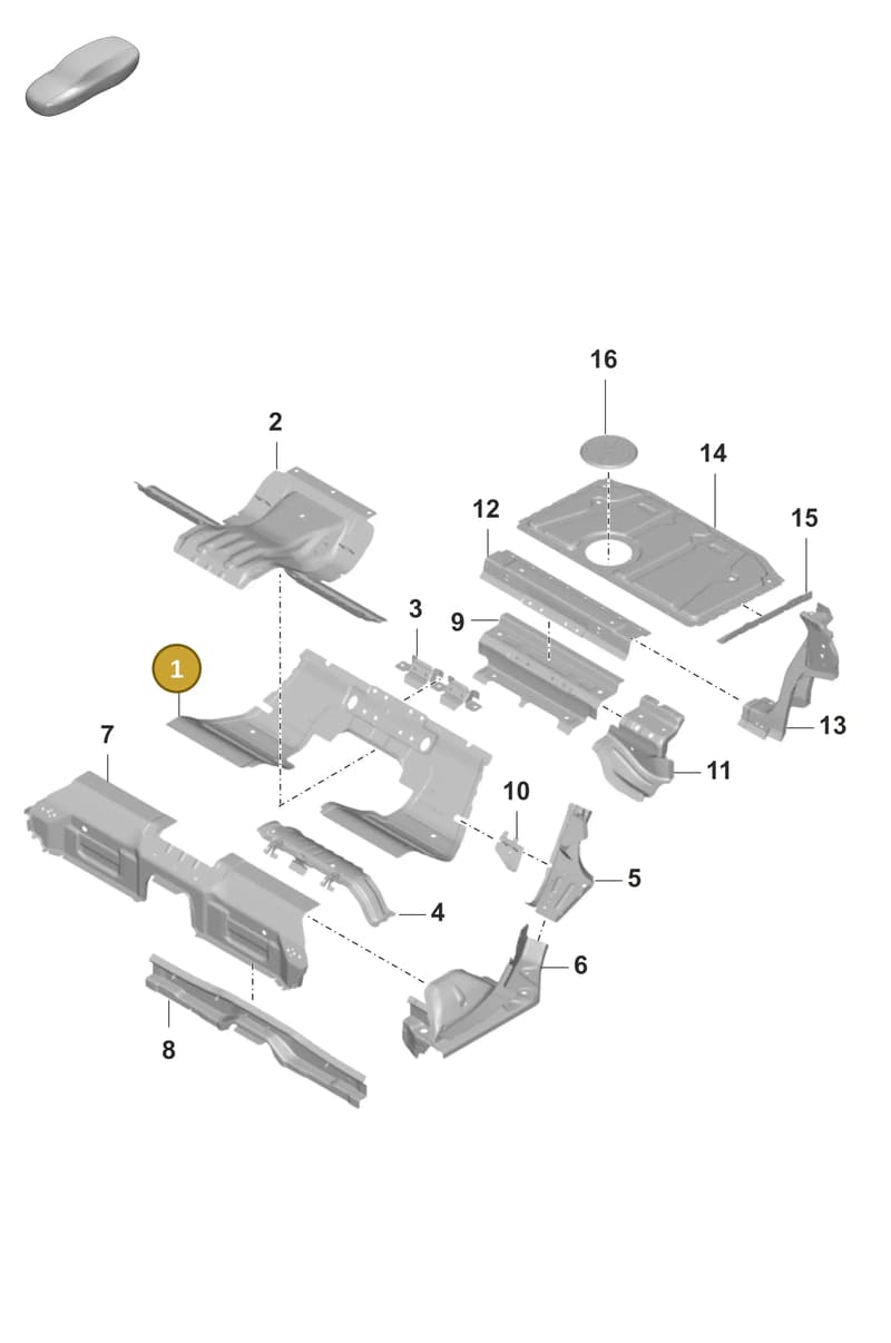9J1803053Y — Porsche Taycan Sport Turismo (2019-2024) diagram p56801275, position 1