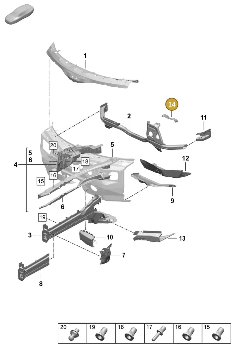 9J1803065Y — Porsche Taycan Sport Turismo (2023-2025) diagram p64801110, position 14