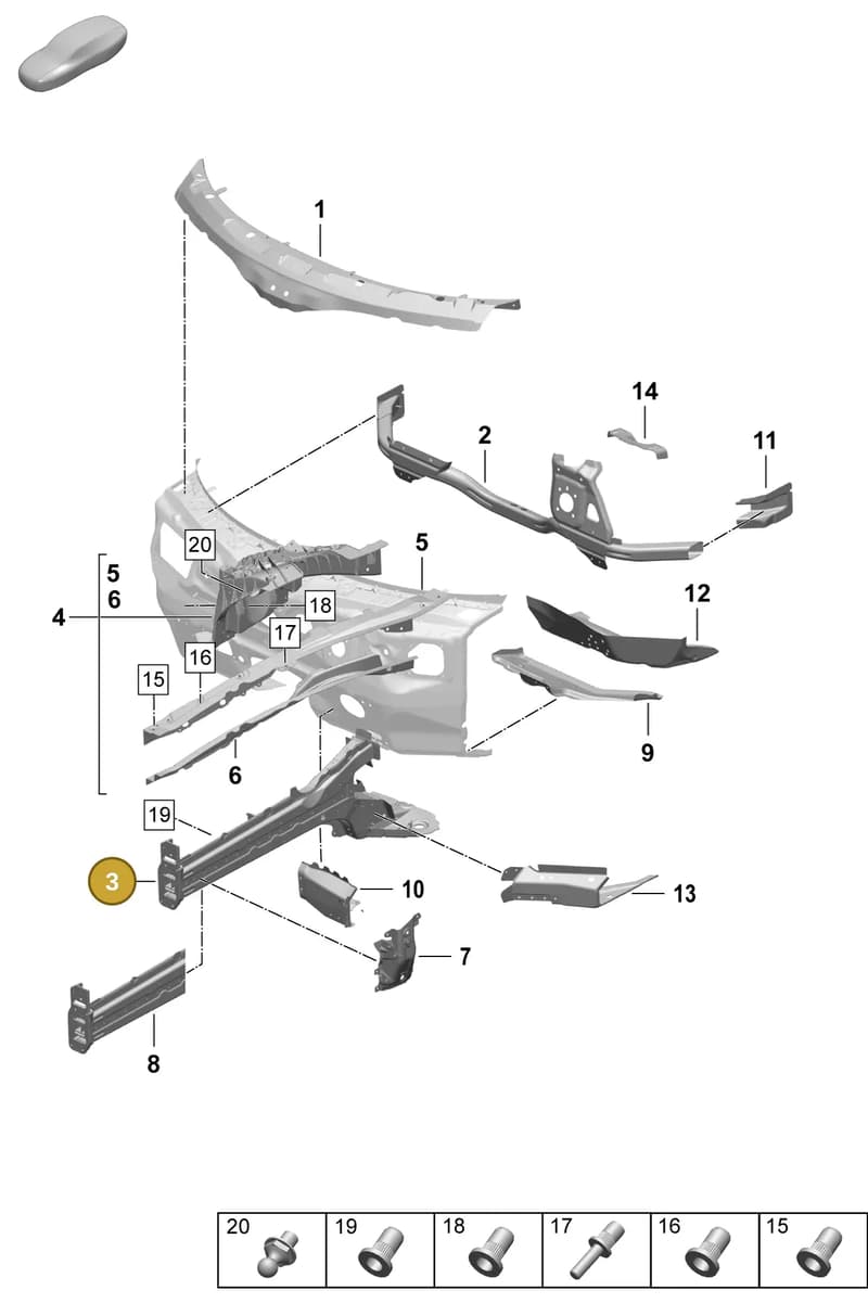 9J1803207AY — Porsche Taycan Sport Turismo (2023-2025) diagram p64801110, position 3