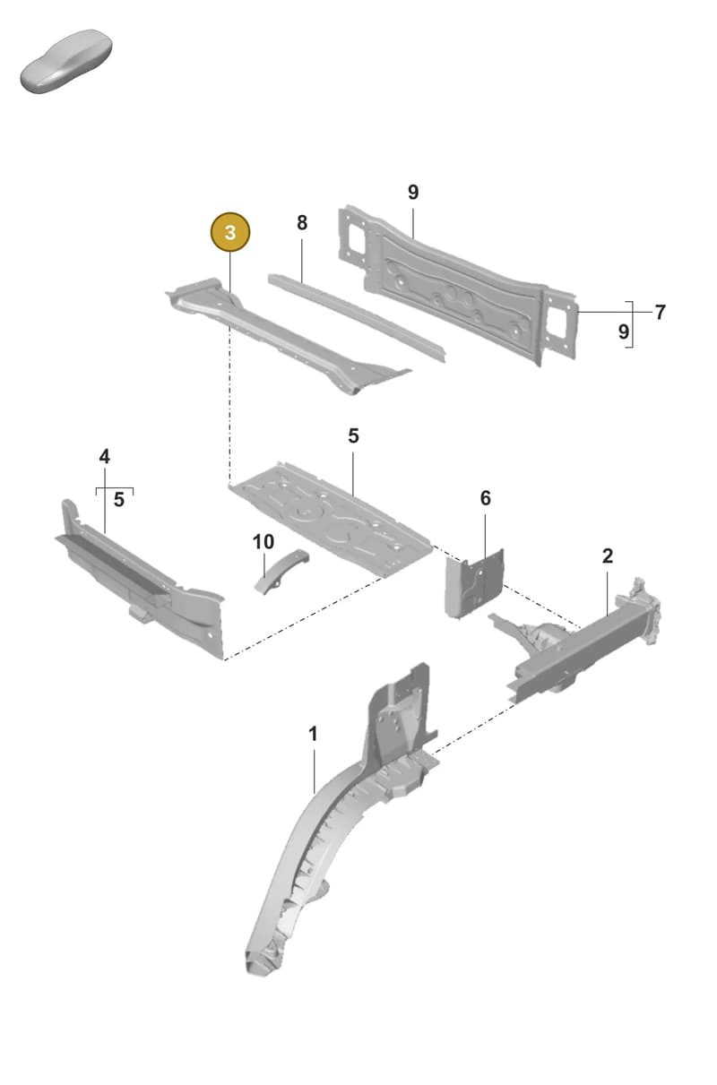 9J1803349YGRV — Porsche Taycan Sport Turismo (2019-2024) diagram p56801350, position 3