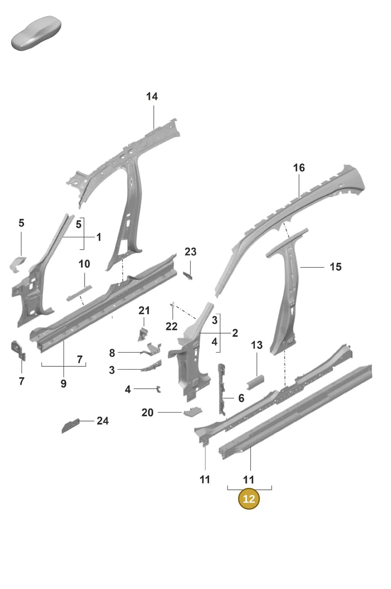 9J1803752YGRV — Porsche Taycan Sport Turismo (2019-2024) diagram p56801425, position 12