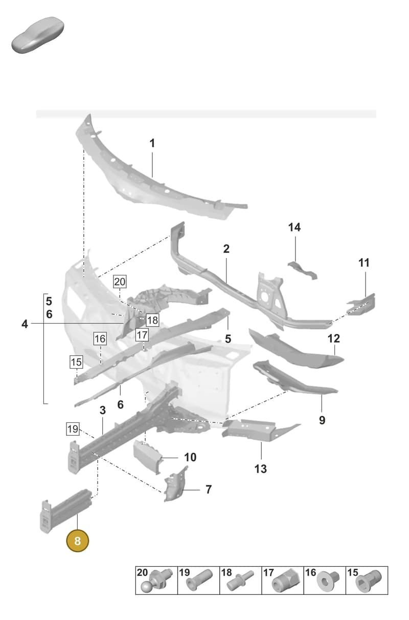9J1803820Y — Porsche Taycan Sport Turismo (2019-2024) diagram p56801100, position 8