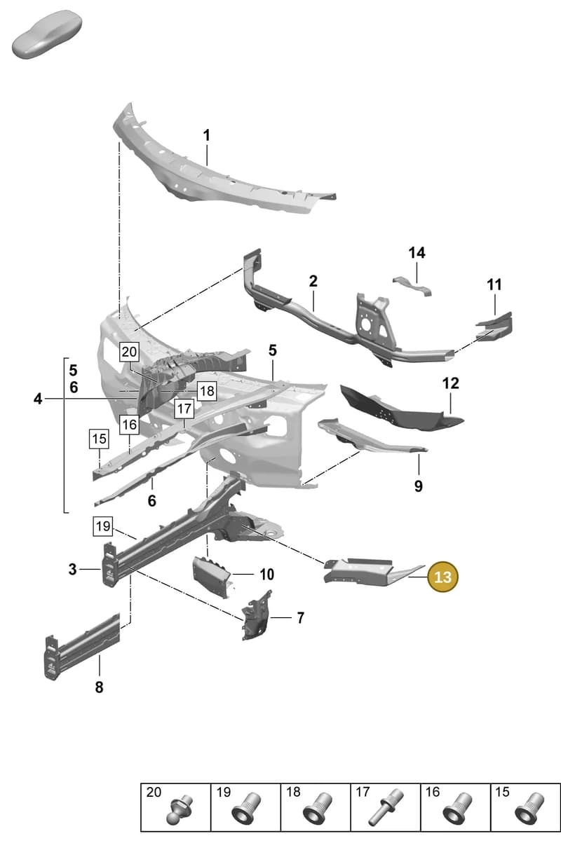 9J1804087Y — Porsche Taycan Sport Turismo (2023-2025) diagram p64801110, position 13
