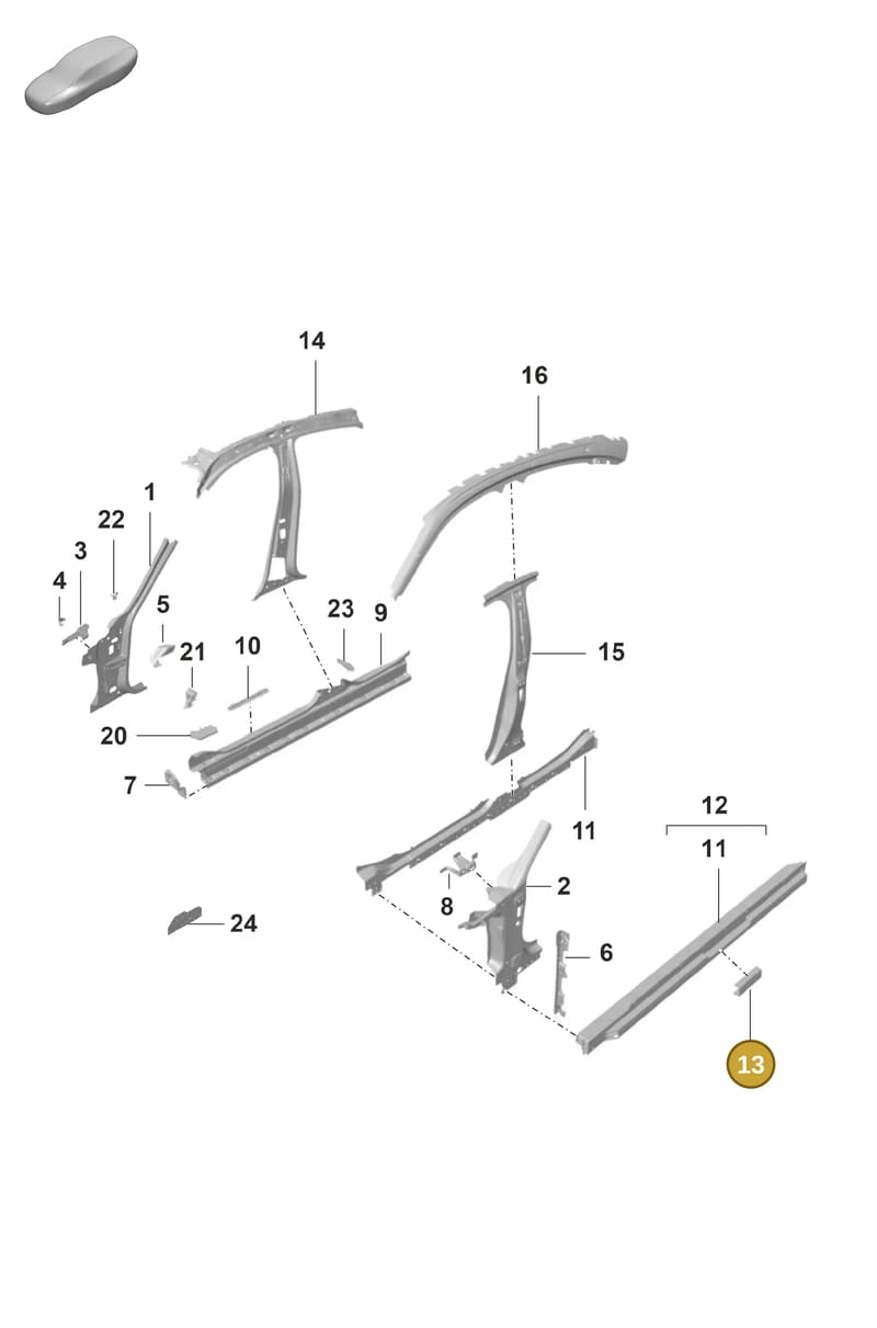 9J1804149Y — Porsche Taycan Sport Turismo (2019-2024) diagram p56801400, position 13