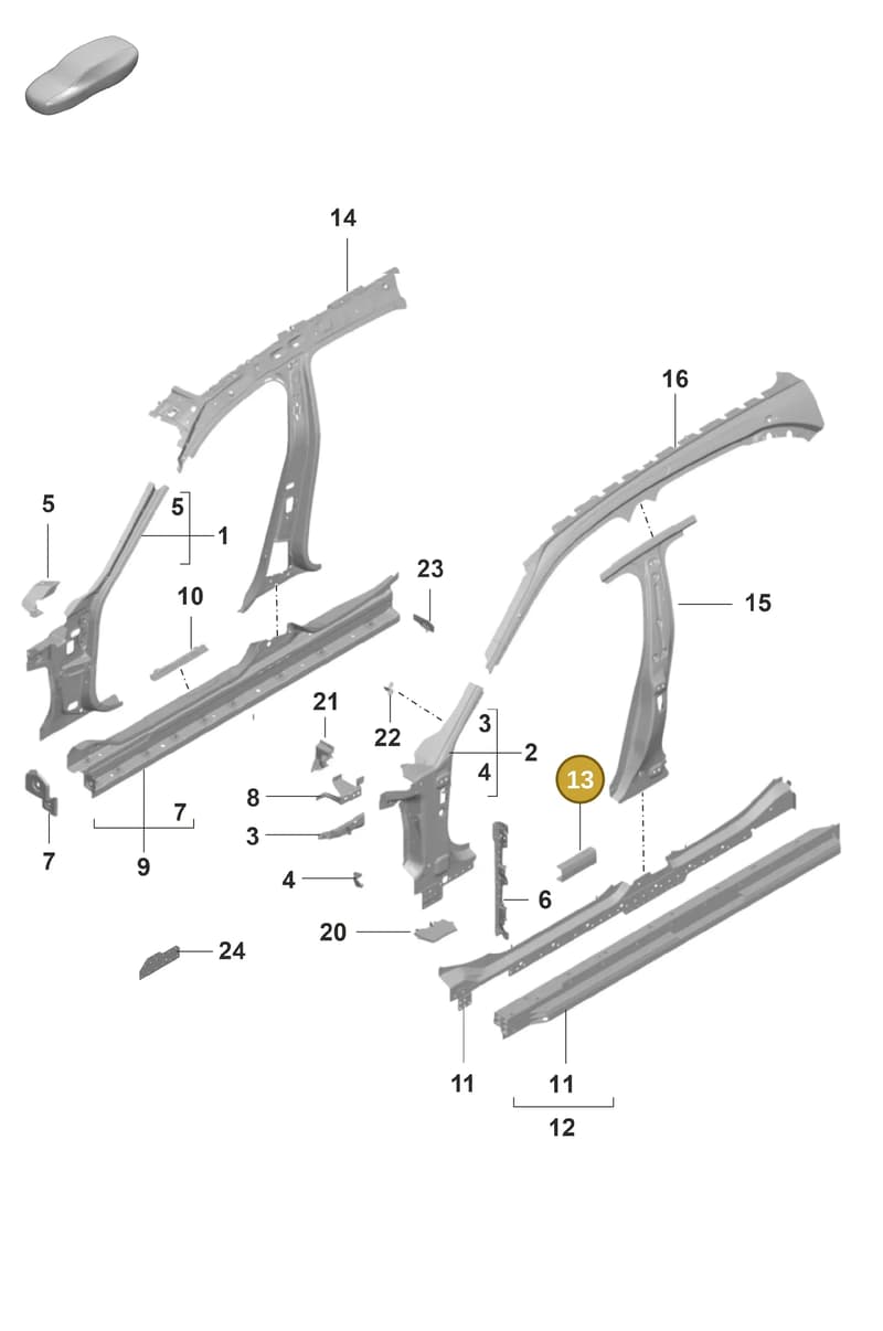 9J1804149Y — Porsche Taycan Sport Turismo (2019-2024) diagram p56801425, position 13