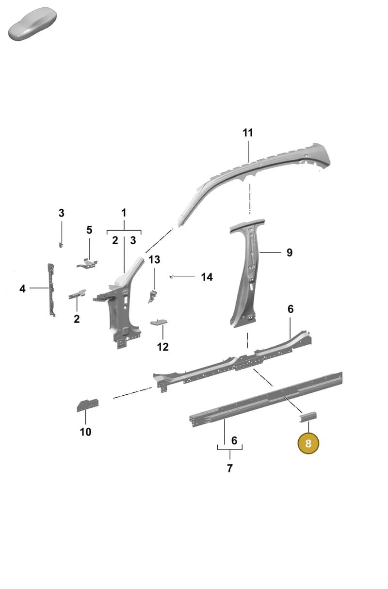 9J1804149Y — Porsche Taycan Sport Turismo (2023-2025) diagram p64801520, position 8
