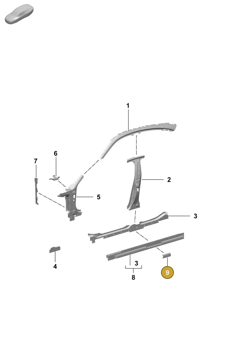 9J1804149Y — Porsche Taycan Sport Turismo (2023-2025) diagram p64801510, position 9