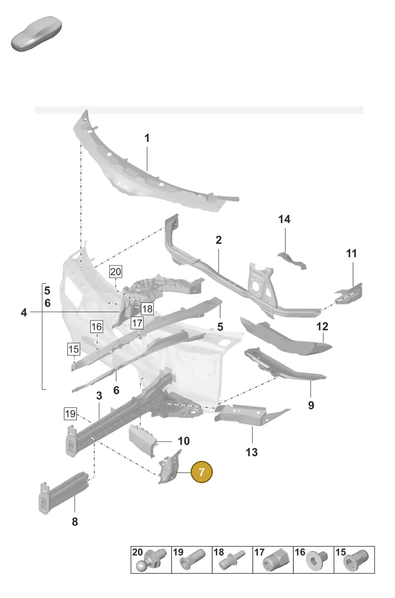 9J1804221Y — Porsche Taycan Sport Turismo (2019-2024) diagram p56801100, position 7