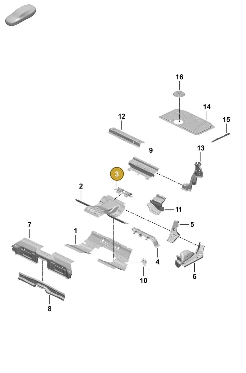 9J1804845Y — Porsche Taycan Sport Turismo (2023-2025) diagram p64801250, position 3
