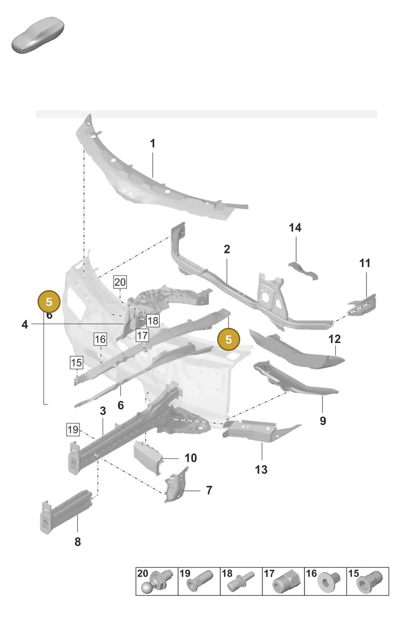 9J1805102Y — Porsche Taycan Sport Turismo (2019-2024) diagram p56801100, position 5