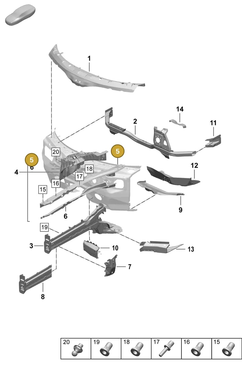 9J1805102Y — Porsche Taycan Sport Turismo (2023-2025) diagram p64801110, position 5