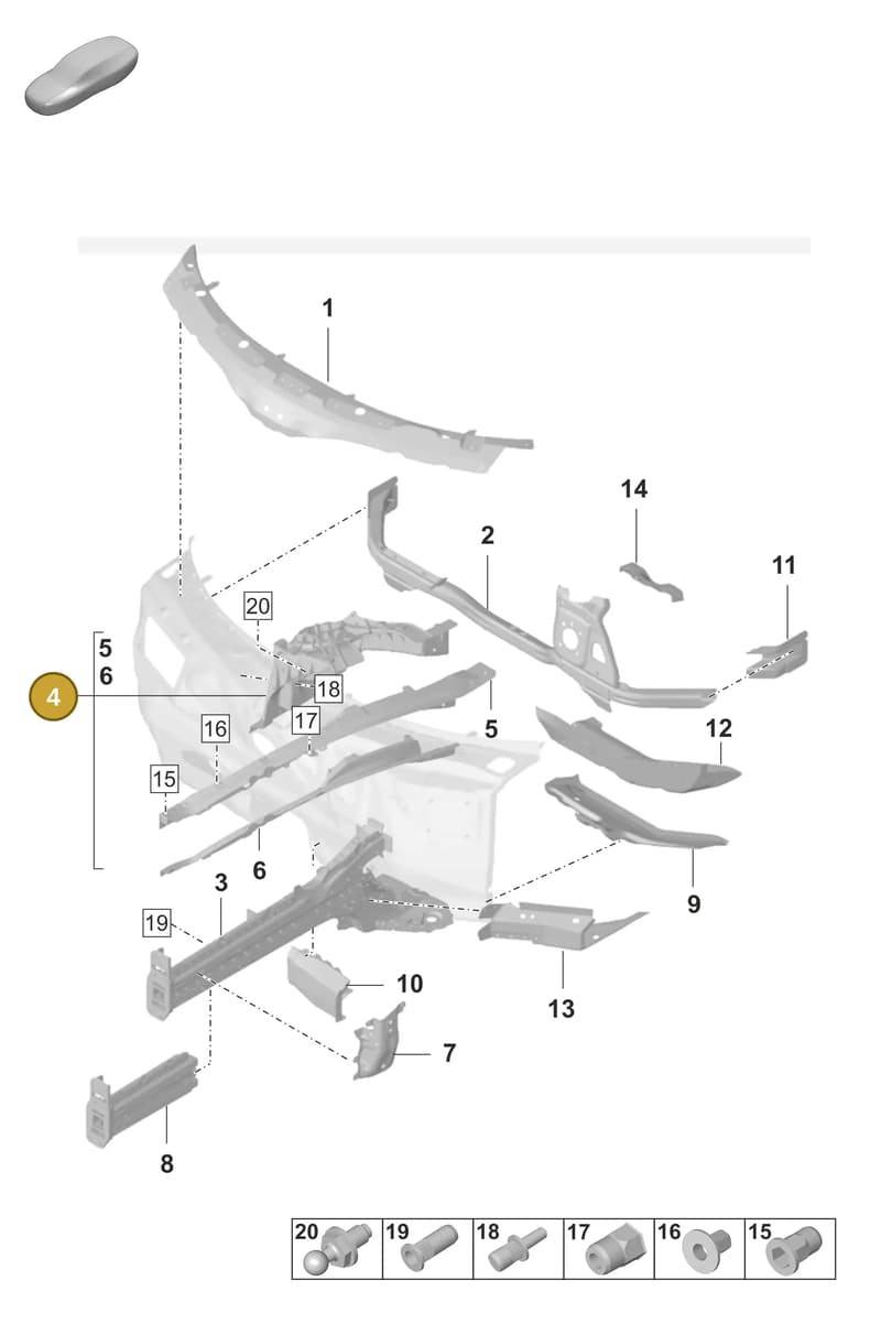 9J1805140Y — Porsche Taycan Sport Turismo (2019-2024) diagram p56801100, position 4