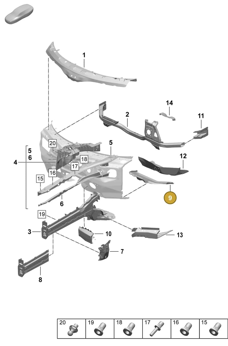 9J1805316Y — Porsche Taycan Sport Turismo (2023-2025) diagram p64801110, position 9