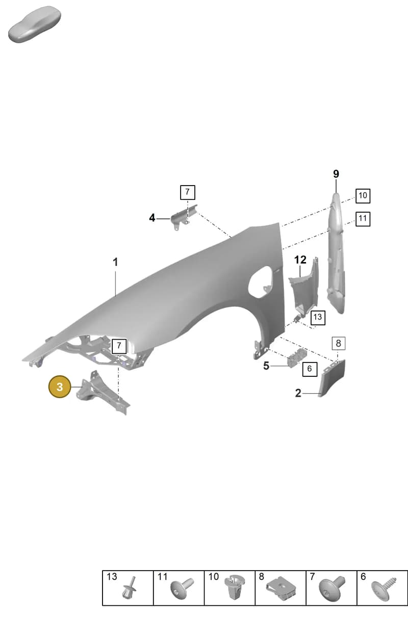 9J1805374Y — Porsche Taycan Sport Turismo (2019-2024) diagram p56801600, position 3